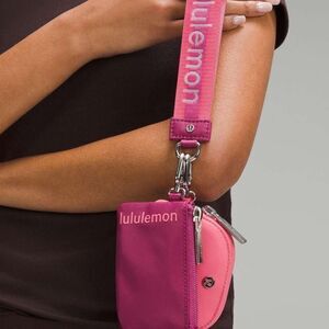 Lululemon Dual Pouch Wristlet  Washed Mauve/Sakura Pink/White